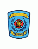 FD, Maltese with Firefighter, Med. Gold on Blue