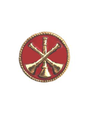 3 Bugles (Assistant Chief) in 3/4" Red Round Disc