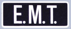 4 x 11 Back Patch - "E.M.T." - White on Midnight Navy