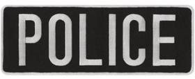 4 x 11 Back Patch - "POLICE" - Silver Gray on Black