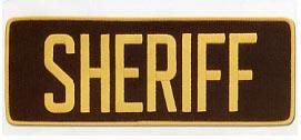 4 x 11 Back Patch - "SHERIFF" - Gold on brown