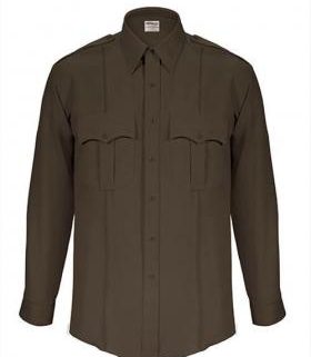 Elbeco TexTrop2 Men's Sheriff Long Sleeve Shirt w/ Taupe Epaulets & Zipper Front