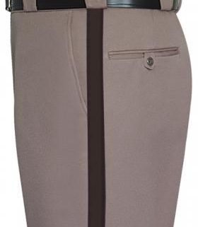 Fechheimer Men's 100% Polyester Elastique Sheriff Trousers w/ 1" Brown Stripe